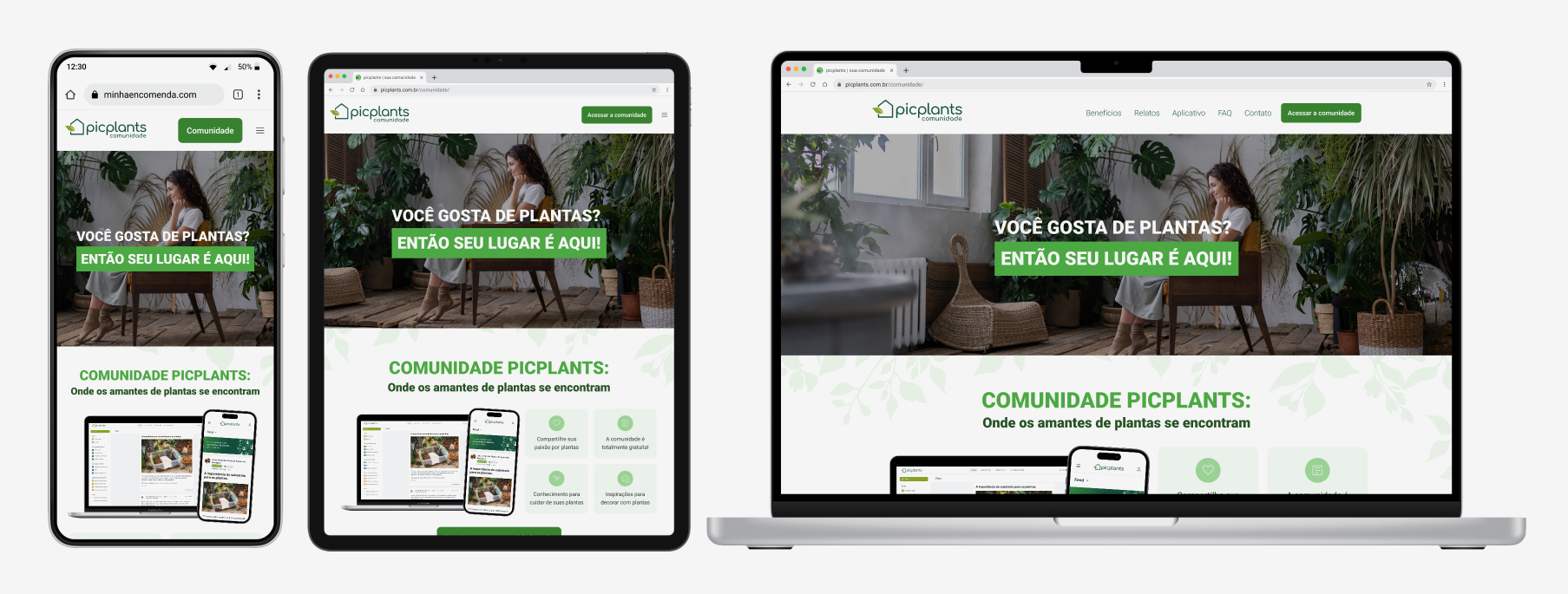 Landing page PicPlants — visão geral