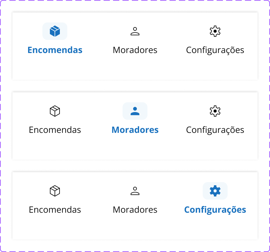 Telas do aplicativo
