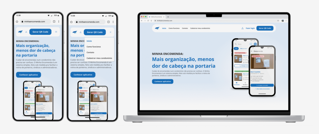 Website para Minha Encomenda — visão geral