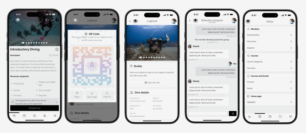 UI Kit e Design do App — Octopus Dive Academy