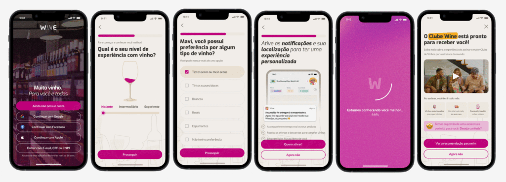Onboarding para o App Wine — visão geral